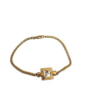 Nina Ricci VTG Gold Chain Bracelet with Silver R Accent